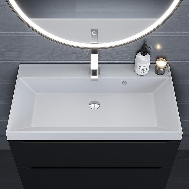 Раковина кварцевая для ванной комнаты Uperwood Classic Quartz 80 см, белая матовая, жасмин фото 3