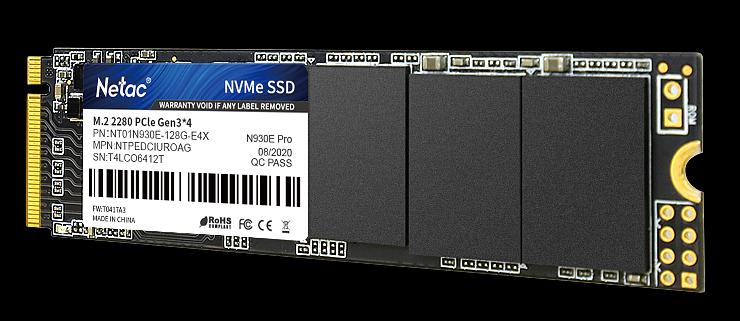 Ssd накопитель Netac SSD N930E Pro PCIe 3 x4 M.2 2280 NVMe 3D NAND 128GB, R/W up to 970/650MB/s, 3y wty (NT01N930E-128G-E4X) фото 2