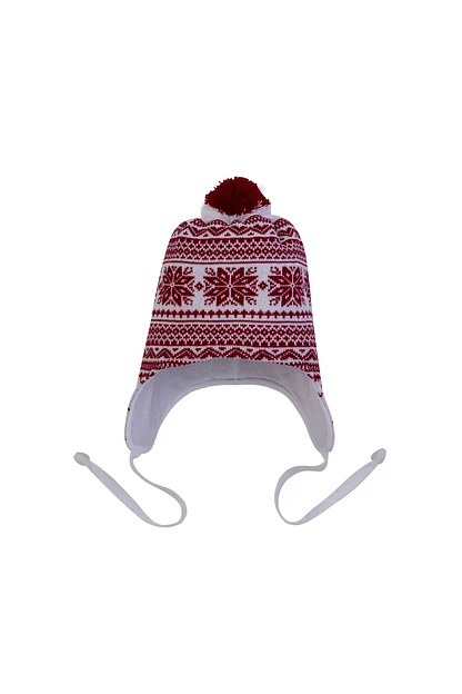  Шапка вязаная детская «Снежинки», красный, Опт фото 1
