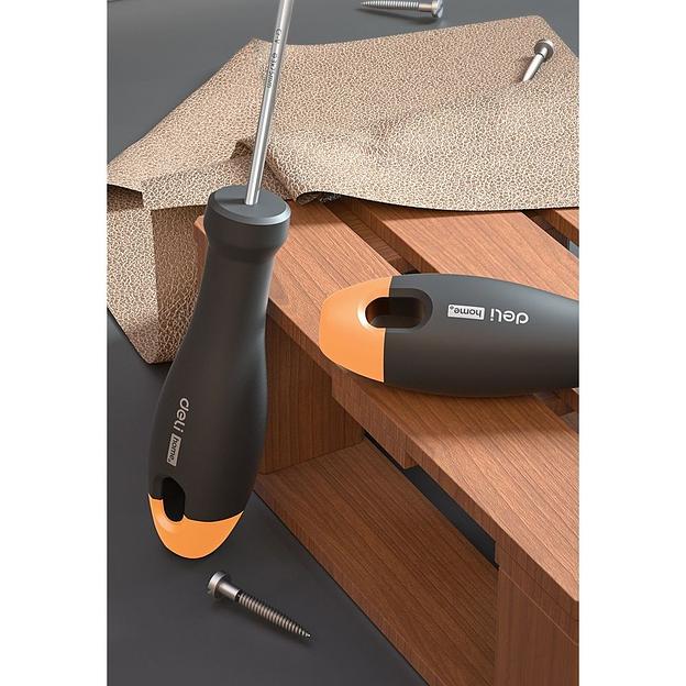 Шлицевая отвёртка "Home Series Gray" Deli HT1103C 3x75мм Эксклюзивный дизайн, рукоятка из высококачественного софттач пластика фото 5
