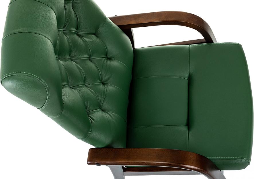 Кресло Бюрократ T-9928WALNUT-CF зеленый кожа на ножках дерево фото 6