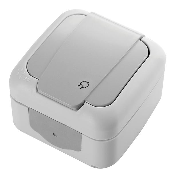 Розетка силовая Panasonic Palmiye (90555515-RU) откр. крыш. IP54 серый (упак.:1шт) фото 1