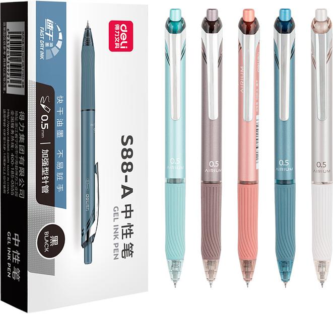 Ручка гелев. автоматическая Deli S88-A ассорти черн. черн. линия 0.5мм резин. манжета фото 1