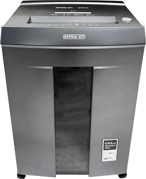 Шредер Office Kit S300 0,8x5 черный (секр.P-7) фрагменты 8лист. 33лтр. пл.карты CD фото 2