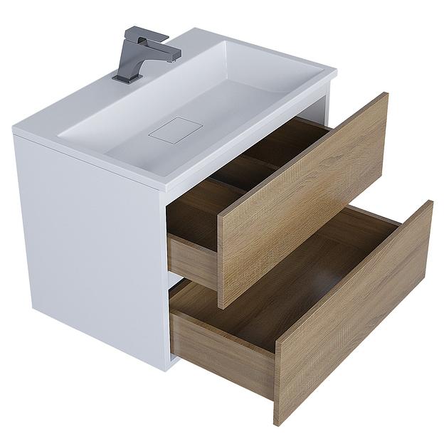 Раковина для ванной полувстраиваемая Uperwood Barsa, 70 см, прямоугольная, белая фото 4