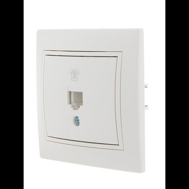 Розетка телефонная 1-м СП Mira RJ11 бел./бел. LEZARD 701-0202-137 фото 2