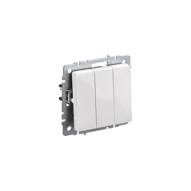 Выключатель IEK Brite ВС10-3-0-БрБ, 3-клавишный, установка скрытая, IP20, белый [br-v30-0-10-k01] фото 1