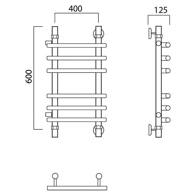 Полотенцесушитель водяной Роснерж Нео 1 L106011 60x40 с боковым подключением 500 групповой фото 2