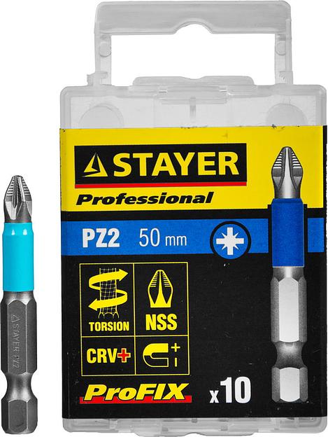 STAYER ProFix PZ2, 50 мм, 10 шт, набор бит, Professional (26223-2-50-10) фото 1