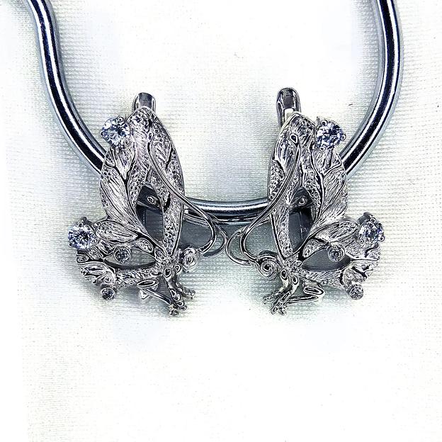 Silver Moon Серьги серебро 925 родированные с фианитами фото 2