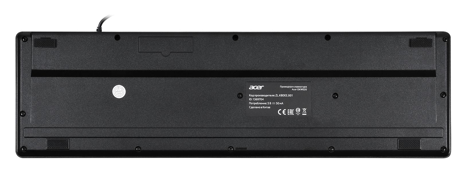 Клавиатура Acer OKW020 черный USB slim фото 2