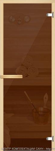 Дверь для сауны “АКМА”0,7Х1,7 стекло бронза матовая/ коробка хвоя фото 1