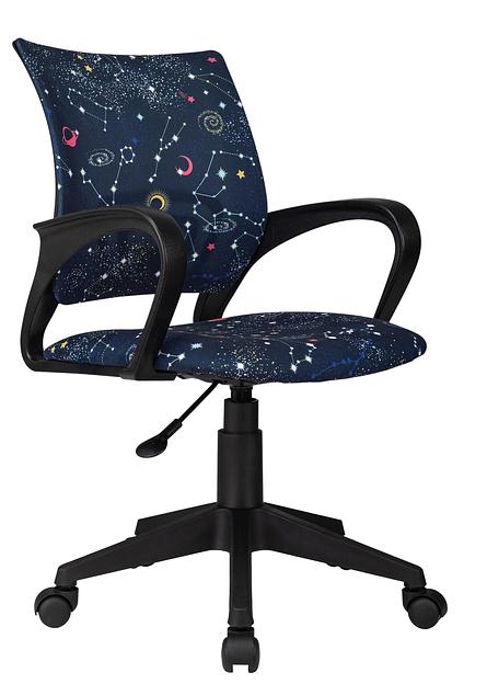 Кресло детское Бюрократ Burokids 1 темно-синий зодиак крестов. пластик фото 1