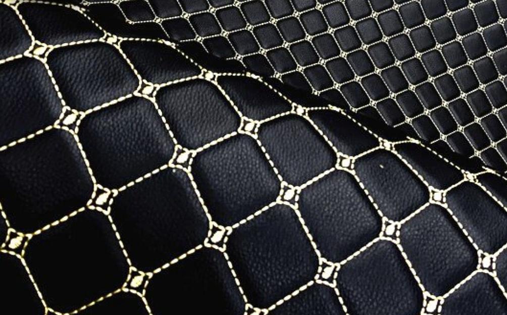 Экокожа круги, чёрный, нить шампань опт фото 1