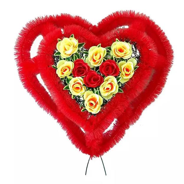 Р-ный венок Мауно с розочками на красном фоне ф216к-р80-г482 63см фото 2