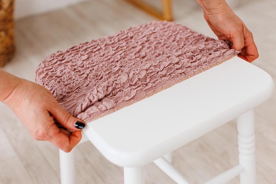 Чехол на табурет Чехлы&Пледы «Микрофибра» пепельно-розовый (2 шт) ОПТ фото 6