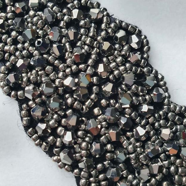 Аппликация пришивная «Цветок» удлинённый серебро фото 3