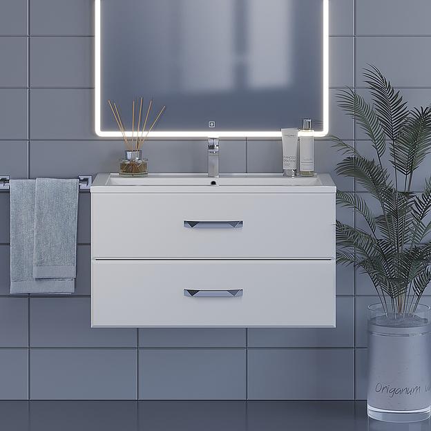 Тумба с раковиной для ванной Uperwood Foster 90 см, подвесная, белая фото 2