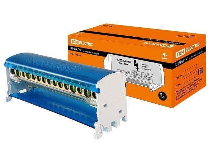 Шина N нулевая на DIN-рейку в корпусе 2х15групп фото 1