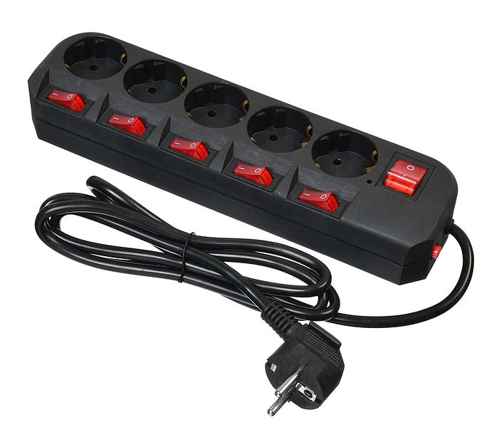 Сетевой фильтр Buro 500SH-1.8-SW-B 1.8м (5 розеток) черный (коробка) фото 1