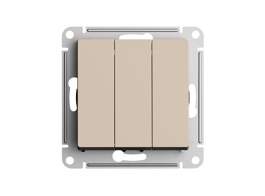 ATLASDESIGN выключатель трехклавишный, сх.1+1+1, 10АХ, механизм, ПЕСОЧНЫЙ фото 1