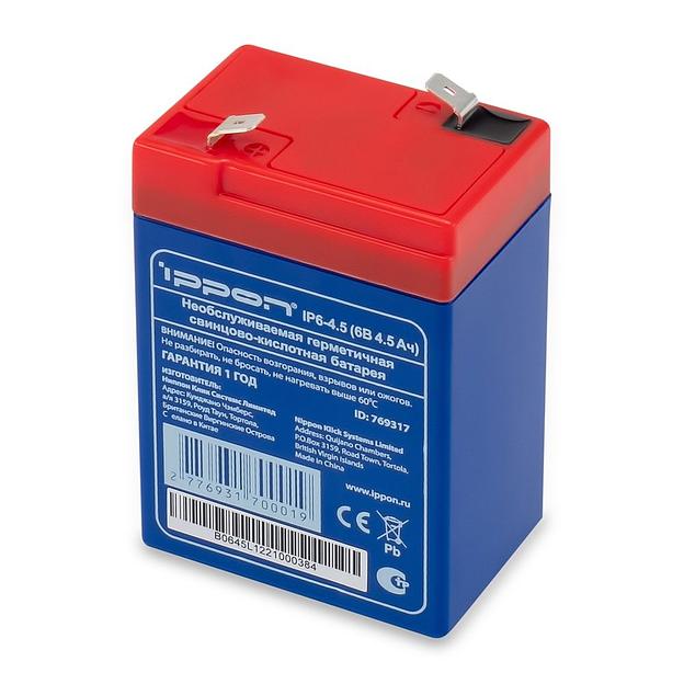 Ippon Батарея IP6-4.5 6V/4,5AH {769317} фото 1