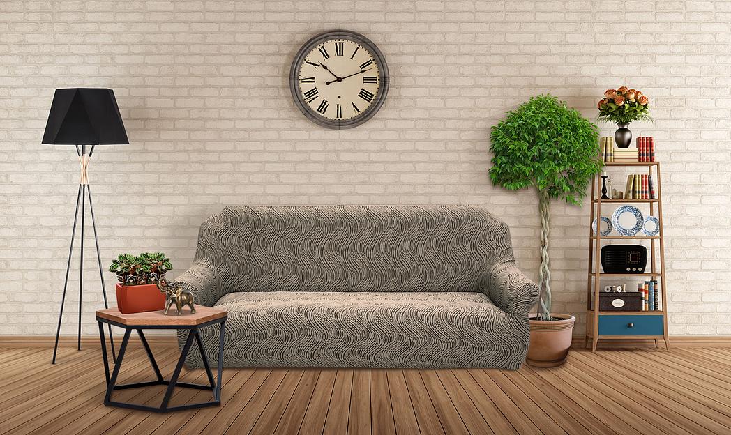 Чехол на трёхместный диван Чехлы&Пледы «Жаккард Волна» капучино ОПТ фото 6