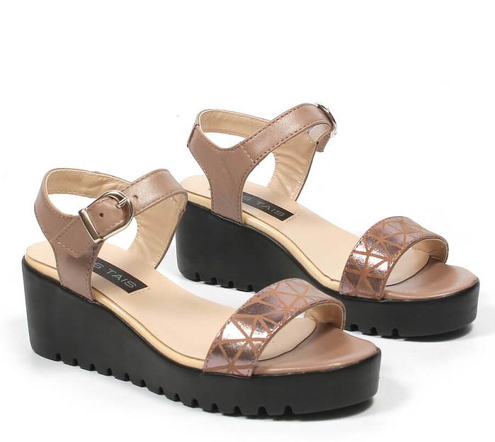 Босоножки женские из натуральной кожи на танкетке, арт.MT110-2 какао лазер ОПТ фото 1