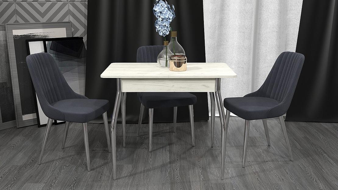 Стол обеденный Рио 90(+30)×60×75 см крафт белый фото 1