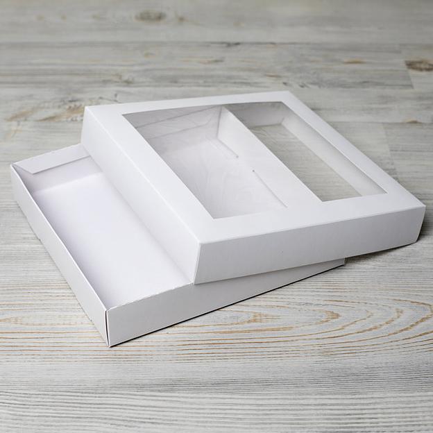 Коробка для печенья и пряников с окном 20х20х3,5 см фото 1