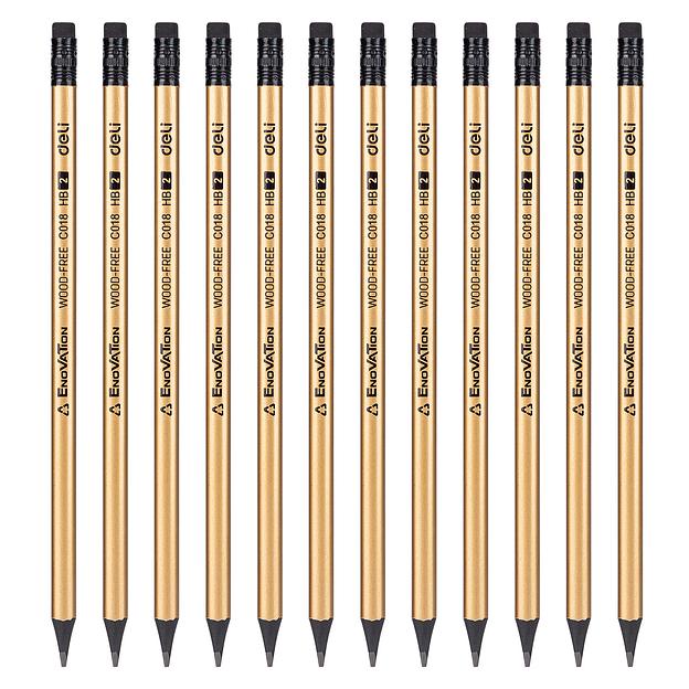 Карандаш чернографит. Deli EC018-HB Enovation HB трехгран. ластик коробка картонная (12шт) фото 1