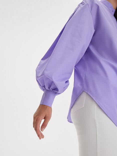 Рубашка женская с пышным рукавом, сиреневый, опт фото 2