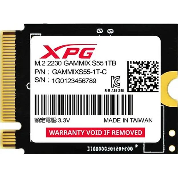 Твердотельный накопитель/ ADATA SSD GAMMIX S55, 1000GB, M.2(22x30mm), NVMe, PCIe 4.0 x4, 3D NAND, R/W 5000/3700MB/s, IOPs -/-, TBW 250, DWPD 0.1 (5 лет) фото 1
