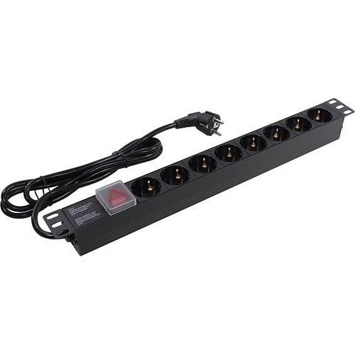 Exegate EX280842RUS Блок розеток ExeGate ServerPro PDU-19H803 Al-8S-EU2-SW, 19",1U,алюм, 8Schuko, евровилка, 2м фото 1