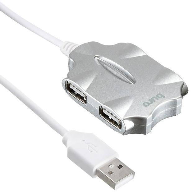 Разветвитель USB 2.0 Buro BU-HUB4-0.5-U2.0-Candy 4порт. серебристый фото 4