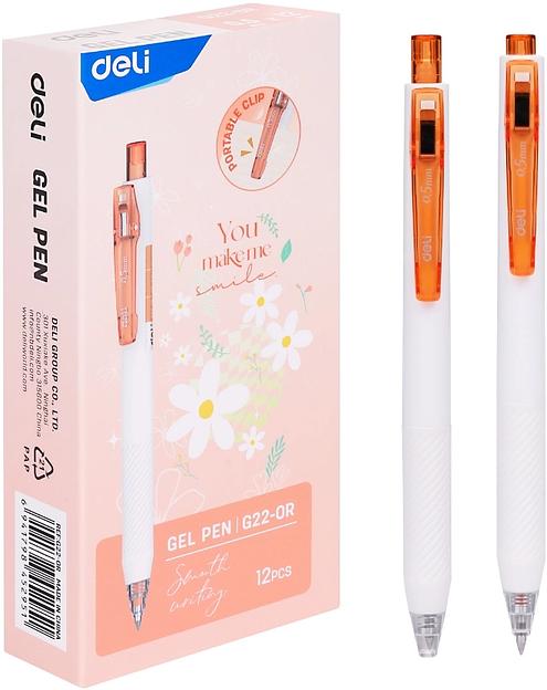 Ручка гелев. автоматическая Deli EG22-OR белый/оранжевый d=0.5мм оран. черн. кор. фото 1