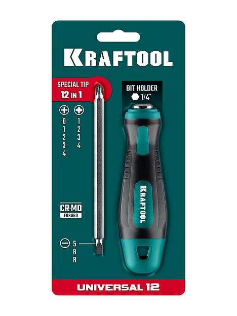 KRAFTOOL Universal-12, PH 0-1-2-3-4, PZ 1-2-3-4, SL 5, 6, 8 мм, 12-в-1, универсальная переставная отвертка с двусторонним стержнем (26168) фото 5