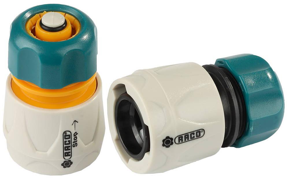 RACO ORIGINAL, 1/2″ + 1/2″ с автостопом, из ABS пластика, быстросъемный соединитель, для шланга, набор (4250-55265B) фото 1