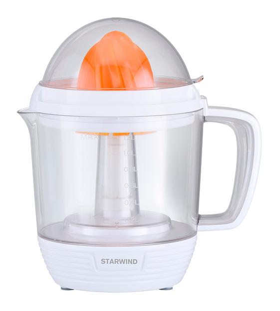 Соковыжималка цитрусовая Starwind SJ 1241 30Вт рез.сок.:1200мл. белый/прозрачный фото 1