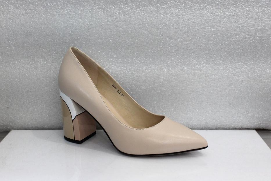 Туфли женские, пудровые, натуральная кожа, каблук 8,5 см фото 1