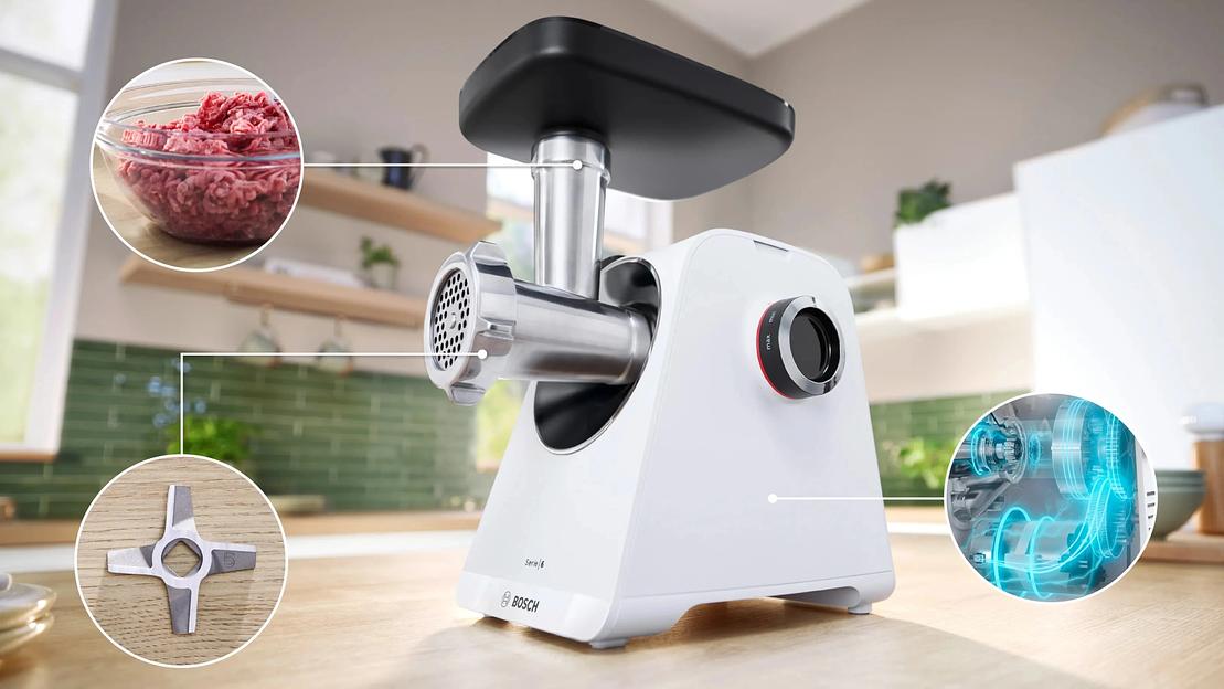 Мясорубка Bosch MFWS607W белый фото 3