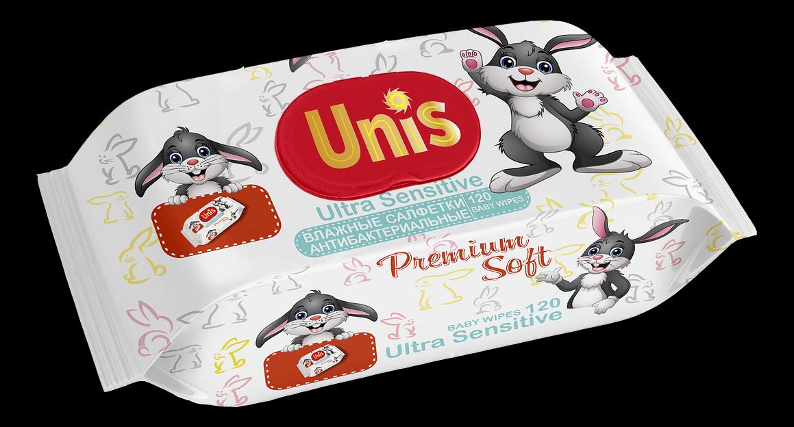 Влажные салфетки UNIS 120 для детей без запаха ОПТ фото 1