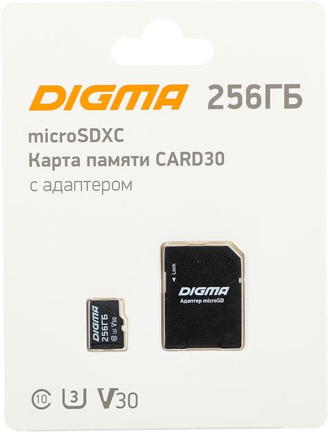 Флеш карта microSDXC 256Gb Class10 Digma CARD30 + adapter фото 1