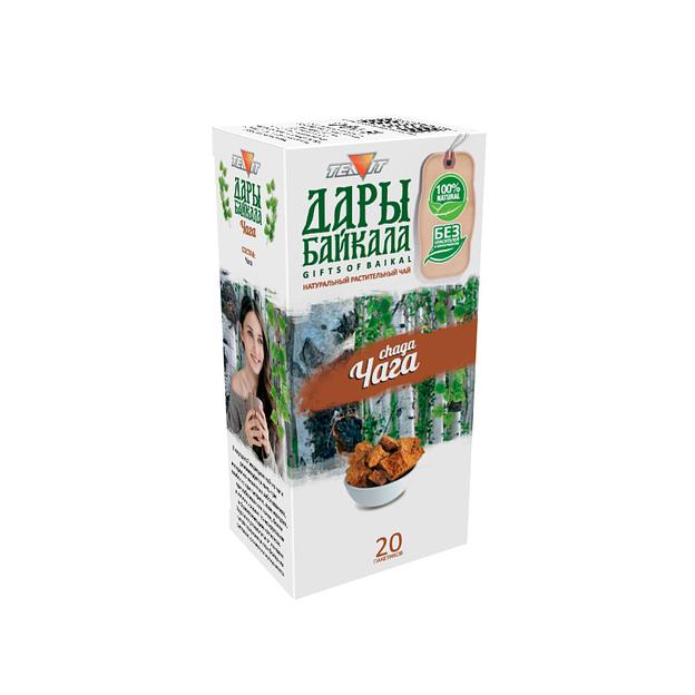 Натуральный растительный чай «Дары Байкала» Чага, 20 пакетиков ОПТ фото 2