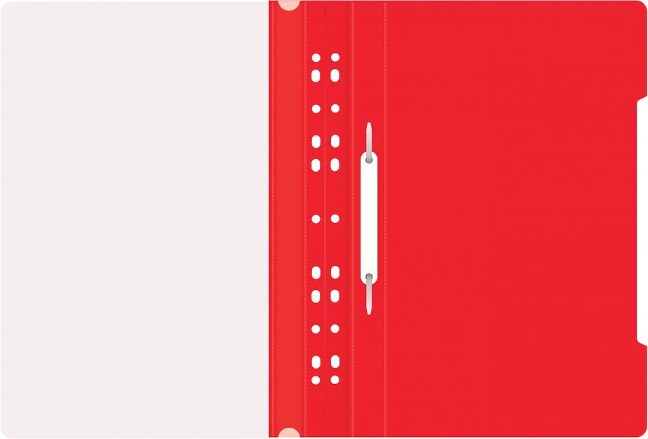 Папка-скоросшиватель Бюрократ PS-P20RED A4 прозрач.верх.лист боков.перф. пластик красный фото 2