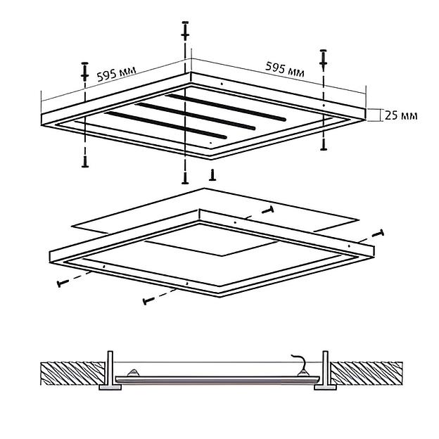 Светильник светодиодный ДВО-36w 588*588*19 5000K опаловый Грильято IP40 фото 5