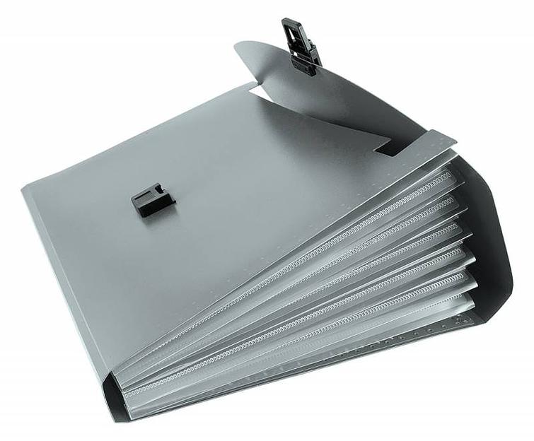Портфель Бюрократ -BPP13GREY 13 отдел. A4 пластик 0.7мм серый фото 2