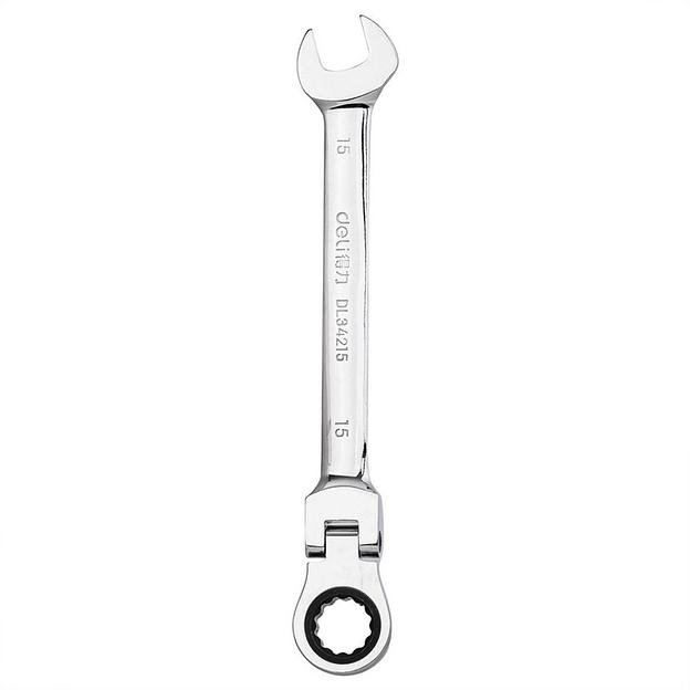 Ключи Deli Набор комбинированных шарнирных ключей с трещоткой 8 шт Deli DL140208T размеры 8,10,12,13,14,15,17,19мм, сталь 40Cr, трещотка 50BV30 72 зуба, пластиковый кейс фото 8