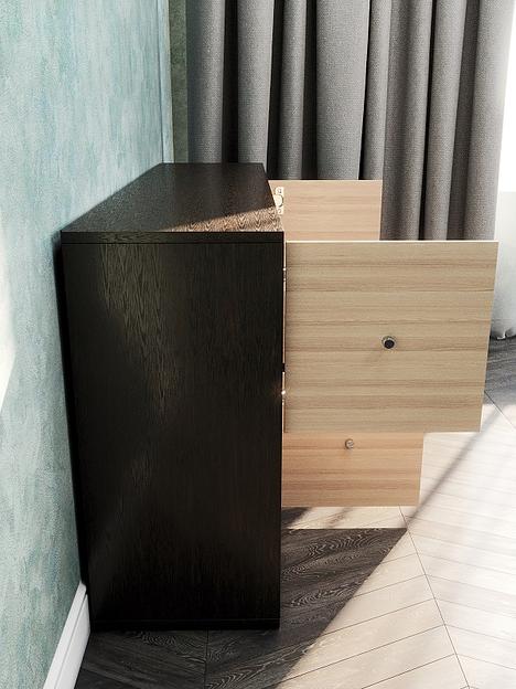 Стеллаж горизонтальный с 4 дверцами 8-секционный Wood&Stone «Малави» 310 венге линум, шимо светлый 132×32.8×67.3 см фото 9