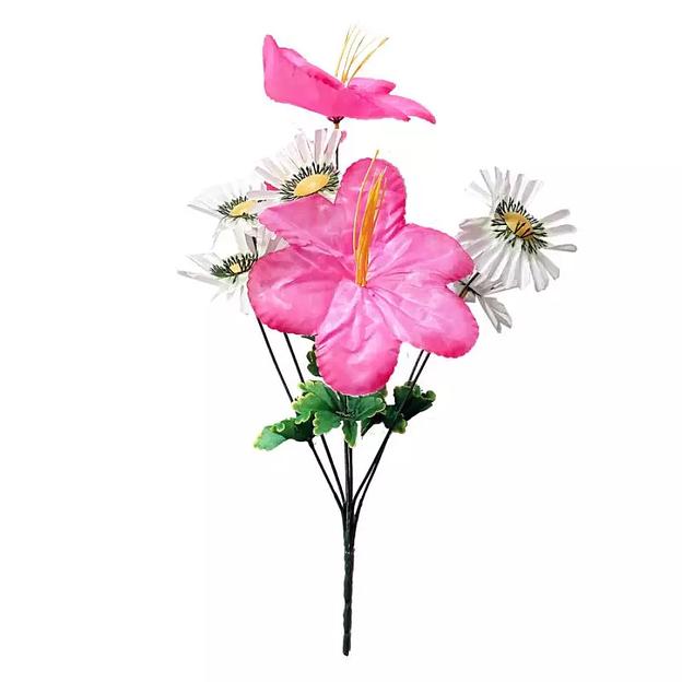 Цветочная композиция лилий с ромашками 8 голов (2 вида 3+5) 40см 414-585+453 фото 1